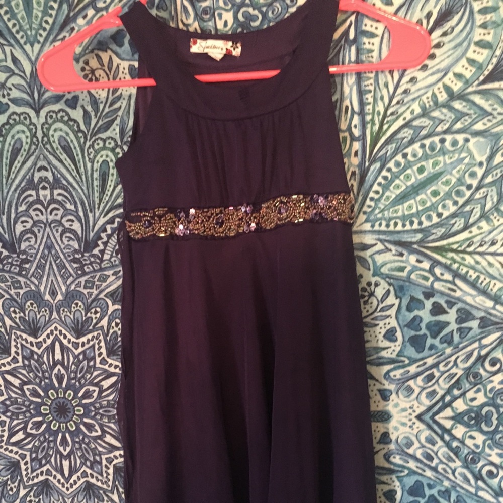 Purple silky dress